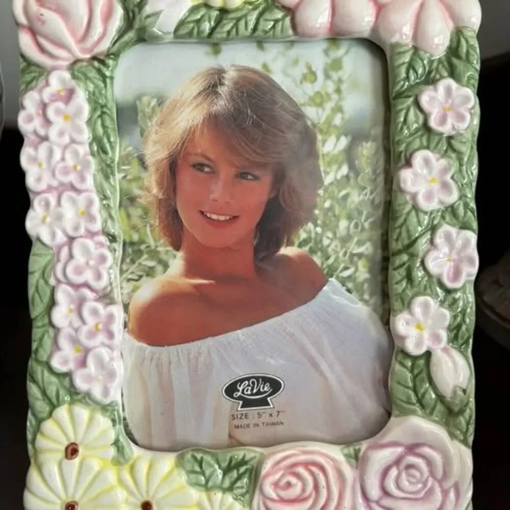Vintage Floral Ceramic Photo Frame 5x7 Cottagecore